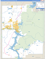Coeur d'Alene Metro Area Wall Map Basic Style 2026